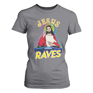Funny Jesus DJ Raves Techno EDM Party T Shirt For Women TS11 Charcoal Print Your Wear