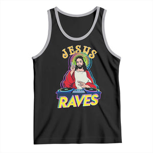 Funny Jesus DJ Raves Techno EDM Party Tank Top TS11 Black Athletic Heather Print Your Wear