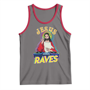 Funny Jesus DJ Raves Techno EDM Party Tank Top TS11 Deep Heather Red Print Your Wear