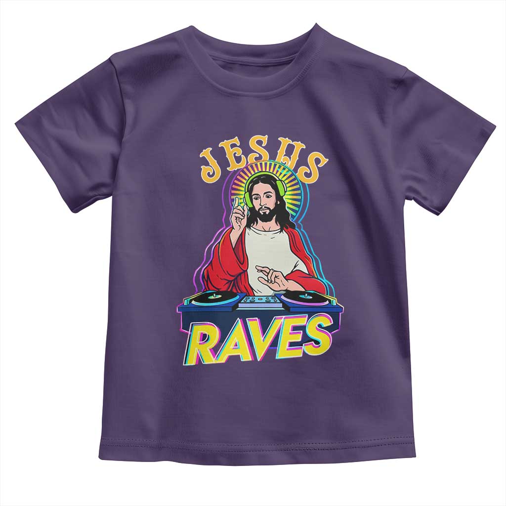 Funny Jesus DJ Raves Techno EDM Party Toddler T Shirt TS11 Purple Print Your Wear