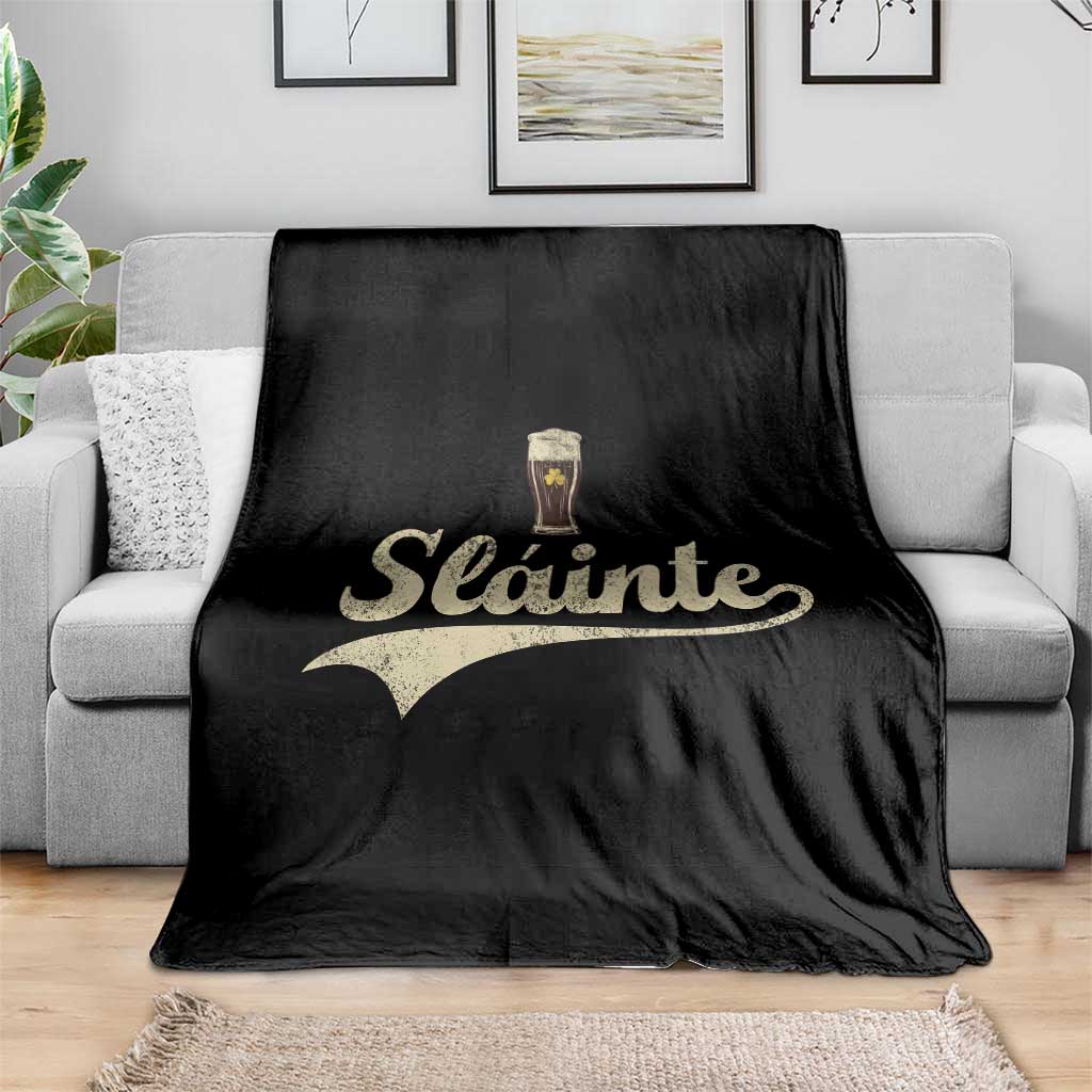 Funny Slainte Cheers Stout Beer Irish Shamrock St Patrick's Day Throw Blanket TS11 Print Your Wear