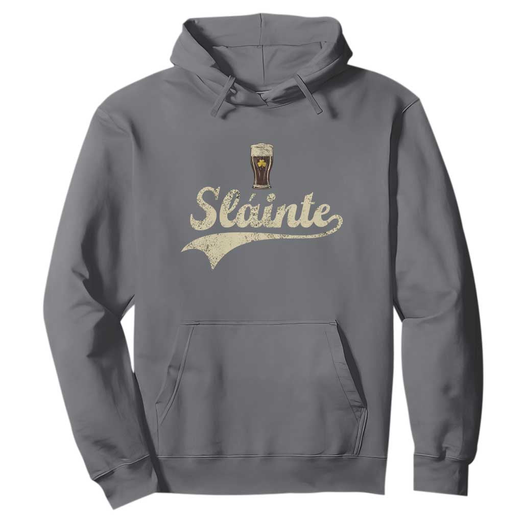 Funny Slainte Cheers Stout Beer Irish Shamrock St Patrick's Day Hoodie TS11 Charcoal Print Your Wear