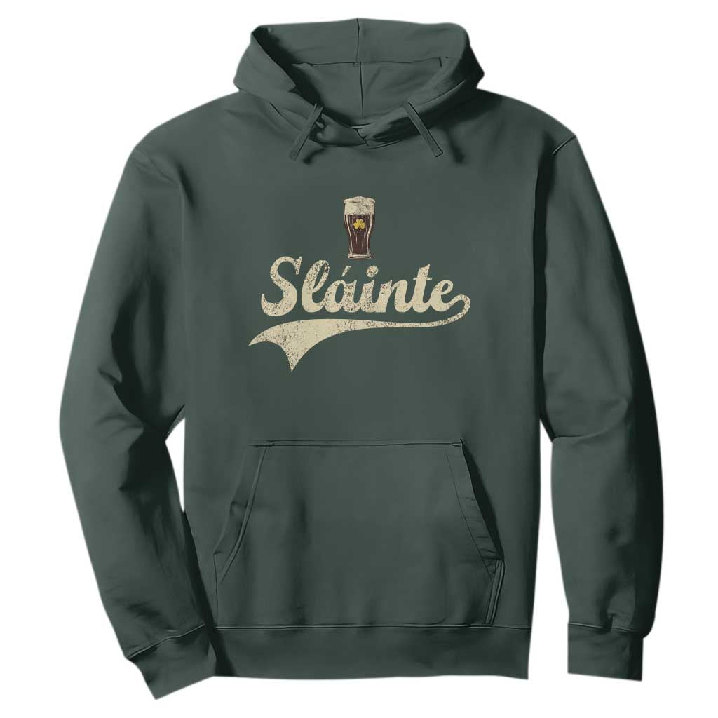 Funny Slainte Cheers Stout Beer Irish Shamrock St Patrick's Day Hoodie TS11 Dark Forest Green Print Your Wear