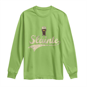 Funny Slainte Cheers Stout Beer Irish Shamrock St Patrick's Day Long Sleeve Shirt TS11 Lime Print Your Wear