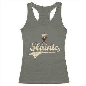 Funny Slainte Cheers Stout Beer Irish Shamrock St Patrick's Day Racerback Tank Top TS11 Military Green Print Your Wear
