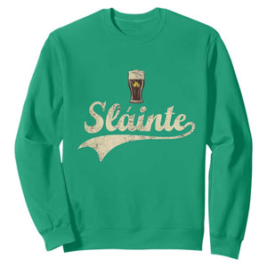 Funny Slainte Cheers Stout Beer Irish Shamrock St Patrick's Day Sweatshirt TS11 Irish Green Print Your Wear