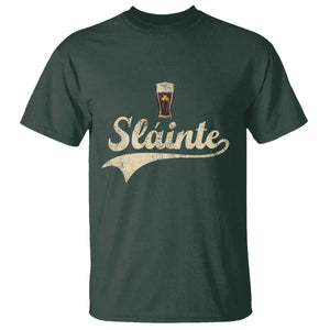 Funny Slainte Cheers Stout Beer Irish Shamrock St Patrick's Day T Shirt TS11 Dark Forest Green Print Your Wear