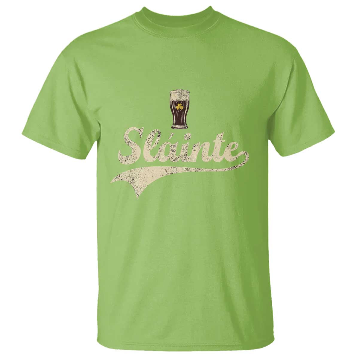 Funny Slainte Cheers Stout Beer Irish Shamrock St Patrick's Day T Shirt TS11 Lime Print Your Wear