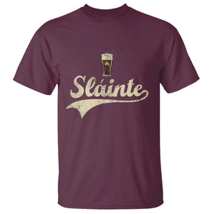 Funny Slainte Cheers Stout Beer Irish Shamrock St Patrick's Day T Shirt TS11 Maroon Print Your Wear