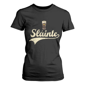 Funny Slainte Cheers Stout Beer Irish Shamrock St Patrick's Day T Shirt For Women TS11 Black Print Your Wear