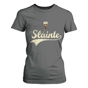 Funny Slainte Cheers Stout Beer Irish Shamrock St Patrick's Day T Shirt For Women TS11 Dark Heather Print Your Wear