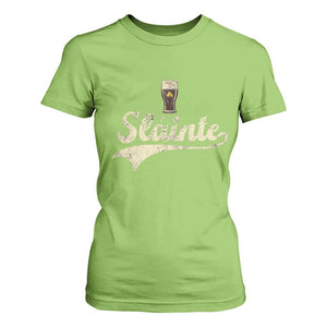 Funny Slainte Cheers Stout Beer Irish Shamrock St Patrick's Day T Shirt For Women TS11 Lime Print Your Wear