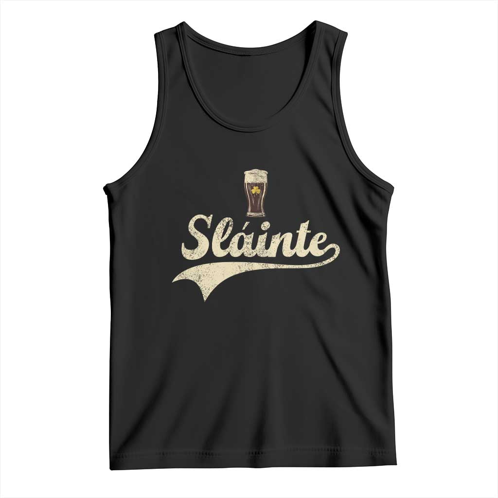 Funny Slainte Cheers Stout Beer Irish Shamrock St Patrick's Day Tank Top TS11 Black Print Your Wear