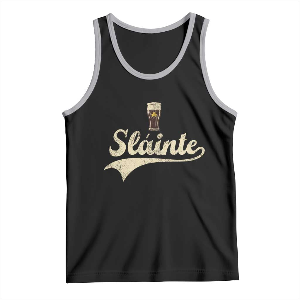 Funny Slainte Cheers Stout Beer Irish Shamrock St Patrick's Day Tank Top TS11 Black Athletic Heather Print Your Wear