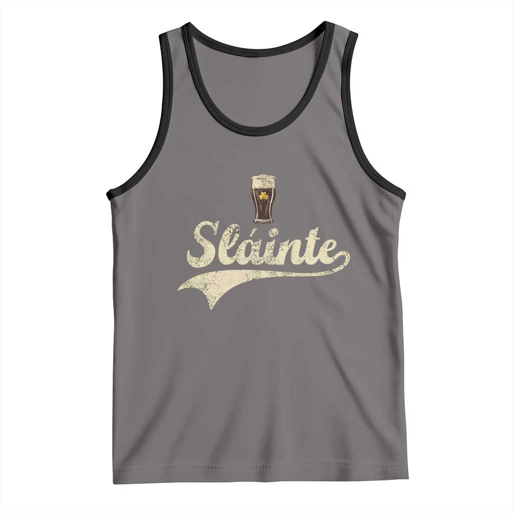 Funny Slainte Cheers Stout Beer Irish Shamrock St Patrick's Day Tank Top TS11 Deep Heather Black Print Your Wear