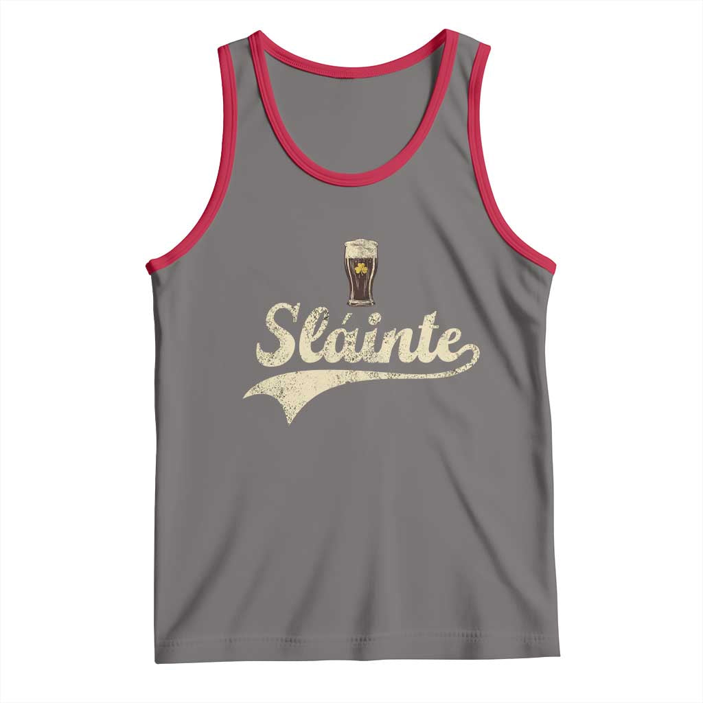 Funny Slainte Cheers Stout Beer Irish Shamrock St Patrick's Day Tank Top TS11 Deep Heather Red Print Your Wear