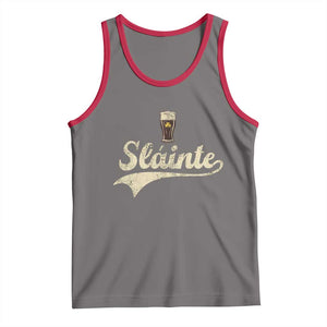 Funny Slainte Cheers Stout Beer Irish Shamrock St Patrick's Day Tank Top TS11 Deep Heather Red Print Your Wear