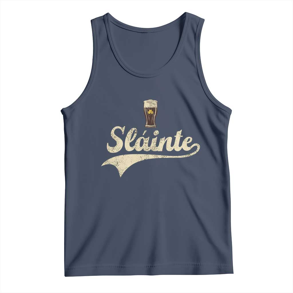 Funny Slainte Cheers Stout Beer Irish Shamrock St Patrick's Day Tank Top TS11 Navy Print Your Wear