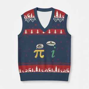 Get Real Be Rational Pi Math Teacher Geek Sarcastic V-Neck Knit Sweater Vest TS11 Navy Red Print Your Wear