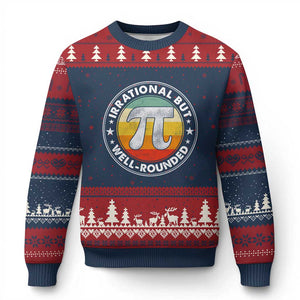 Funny Irrational But Well Rounded Pi Day Ugly Christmas Sweater TS11 Navy Red Print Your Wear