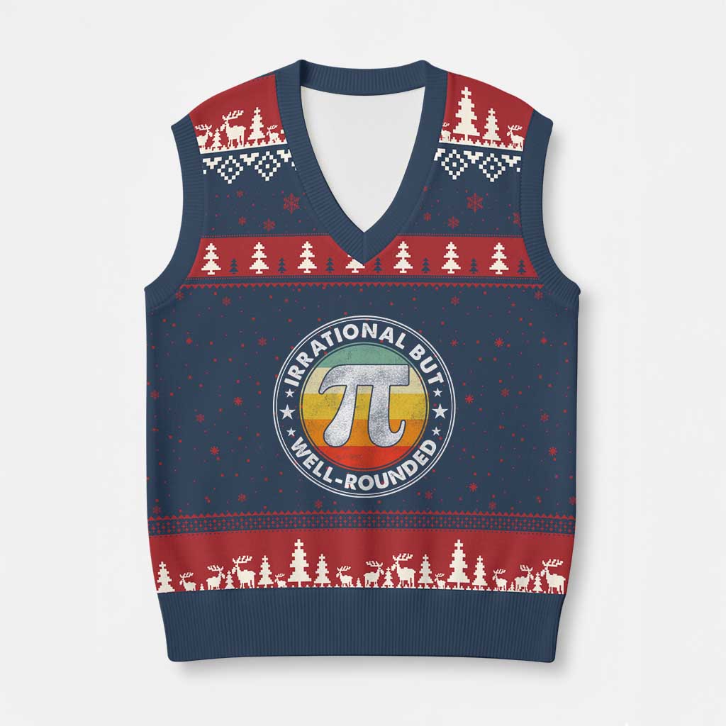 Funny Irrational But Well Rounded Pi Day V-Neck Knit Sweater Vest TS11 Navy Red Print Your Wear