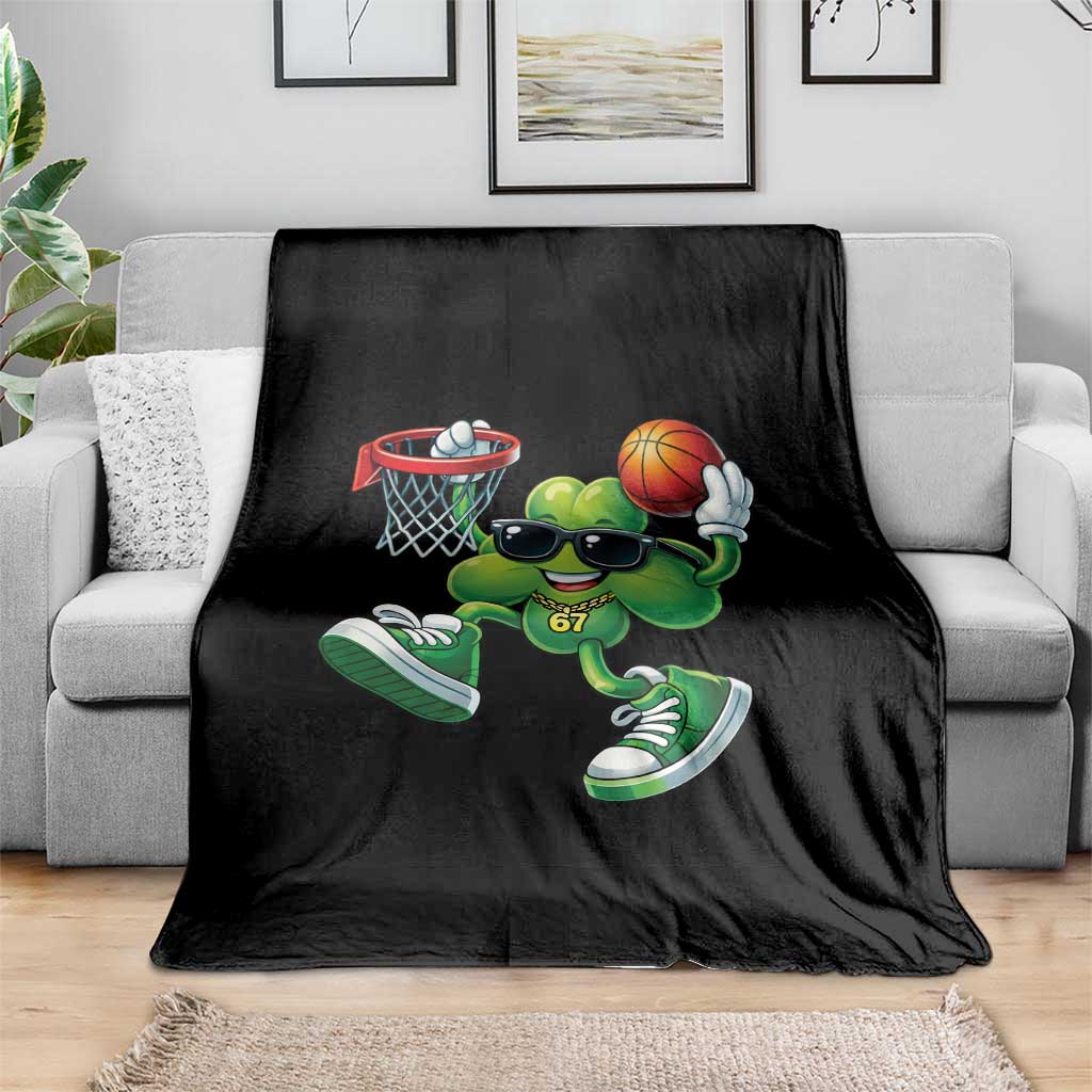 Funny 67 Meme Six Seven Basketball Shamrock St Patricks Day Throw Blanket TS11 Print Your Wear
