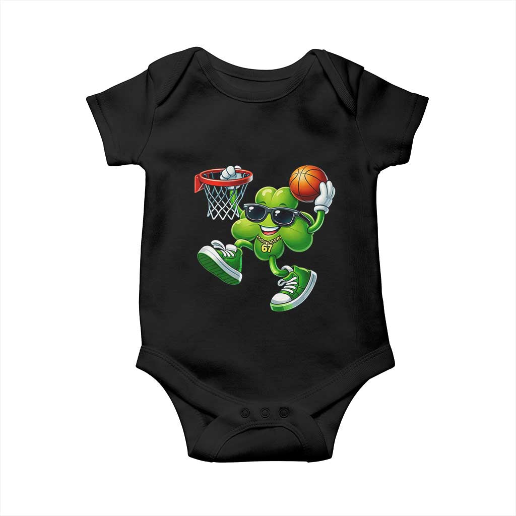 Funny 67 Meme Six Seven Basketball Shamrock St Patricks Day Baby Onesie TS11 Black Print Your Wear