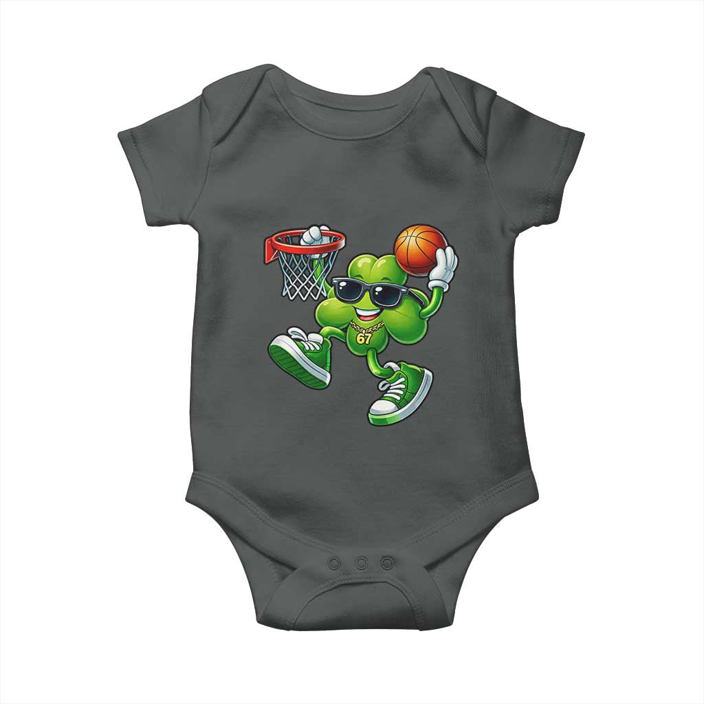 Funny 67 Meme Six Seven Basketball Shamrock St Patricks Day Baby Onesie TS11 Dark Heather Print Your Wear