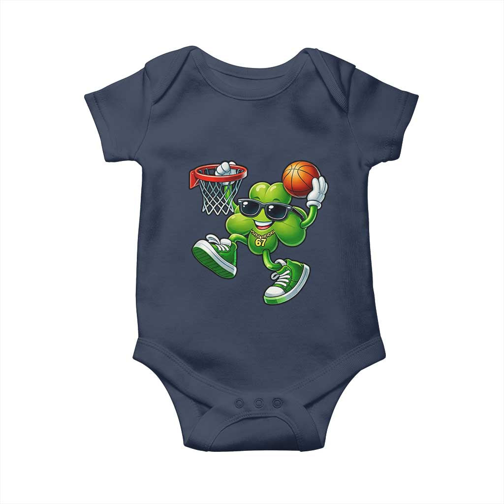 Funny 67 Meme Six Seven Basketball Shamrock St Patricks Day Baby Onesie TS11 Navy Print Your Wear