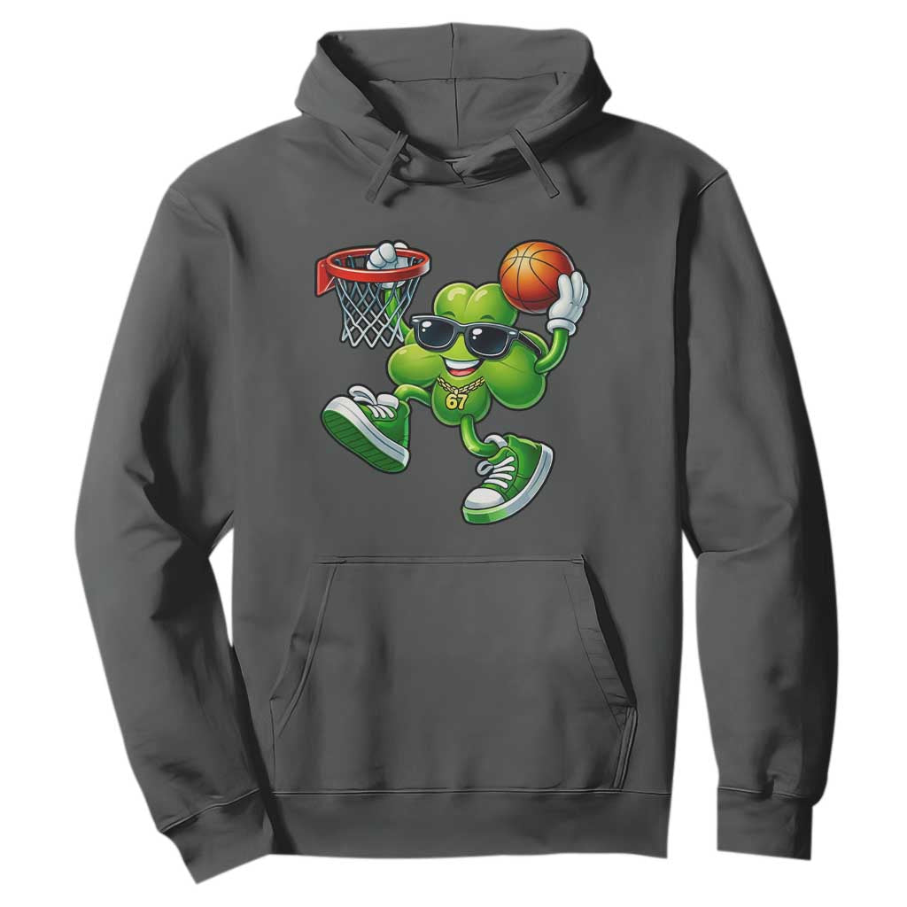 Funny 67 Meme Six Seven Basketball Shamrock St Patricks Day Hoodie TS11 Dark Heather Print Your Wear