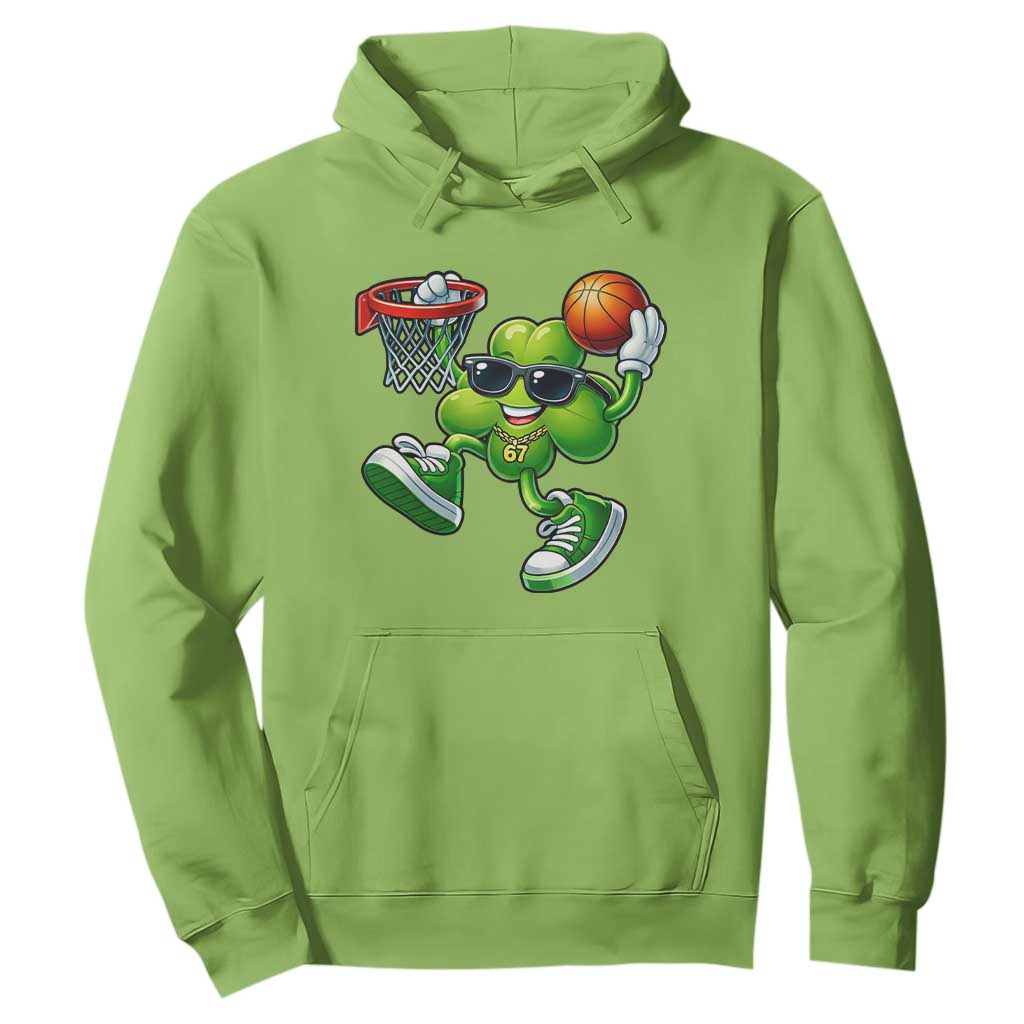 Funny 67 Meme Six Seven Basketball Shamrock St Patricks Day Hoodie TS11 Lime Print Your Wear