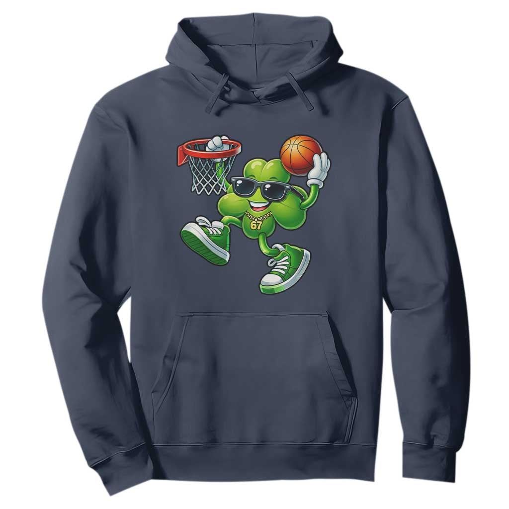 Funny 67 Meme Six Seven Basketball Shamrock St Patricks Day Hoodie TS11 Navy Print Your Wear