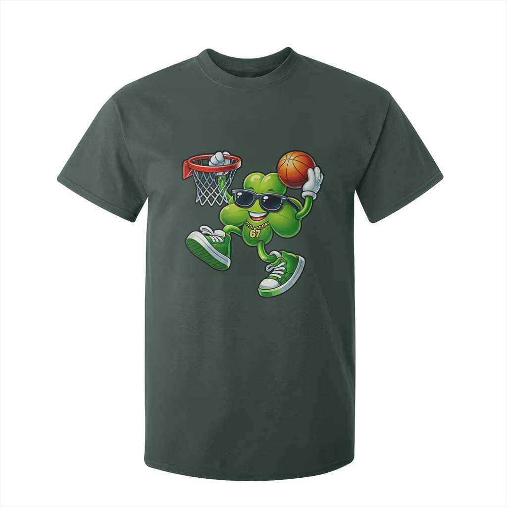 Funny 67 Meme Six Seven Basketball Shamrock St Patricks Day T Shirt For Kid TS11 Dark Forest Green Print Your Wear