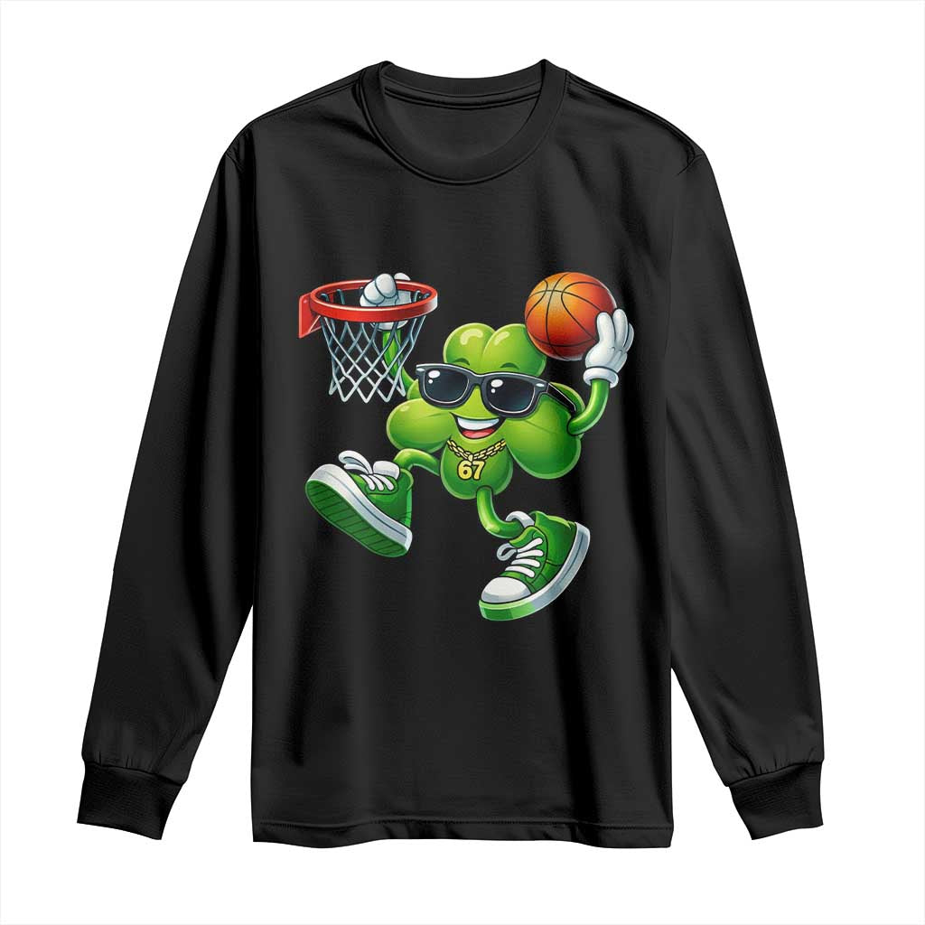 Funny 67 Meme Six Seven Basketball Shamrock St Patricks Day Long Sleeve Shirt TS11 Black Print Your Wear