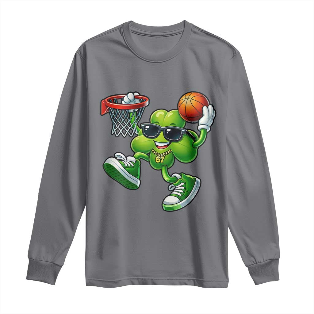 Funny 67 Meme Six Seven Basketball Shamrock St Patricks Day Long Sleeve Shirt TS11 Charcoal Print Your Wear