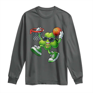 Funny 67 Meme Six Seven Basketball Shamrock St Patricks Day Long Sleeve Shirt TS11 Dark Heather Print Your Wear