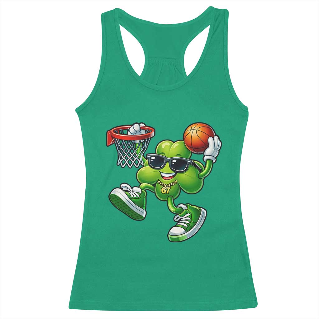 Funny 67 Meme Six Seven Basketball Shamrock St Patricks Day Racerback Tank Top TS11 Irish Green Print Your Wear