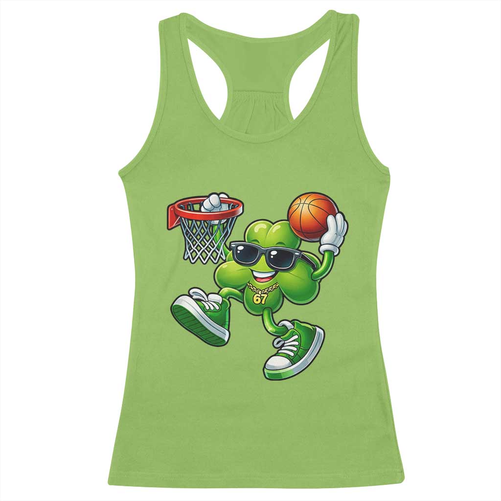 Funny 67 Meme Six Seven Basketball Shamrock St Patricks Day Racerback Tank Top TS11 Lime Print Your Wear