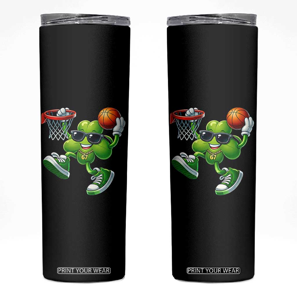 Funny 67 Meme Six Seven Basketball Shamrock St Patricks Day Skinny Tumbler TS11 Black Print Your Wear
