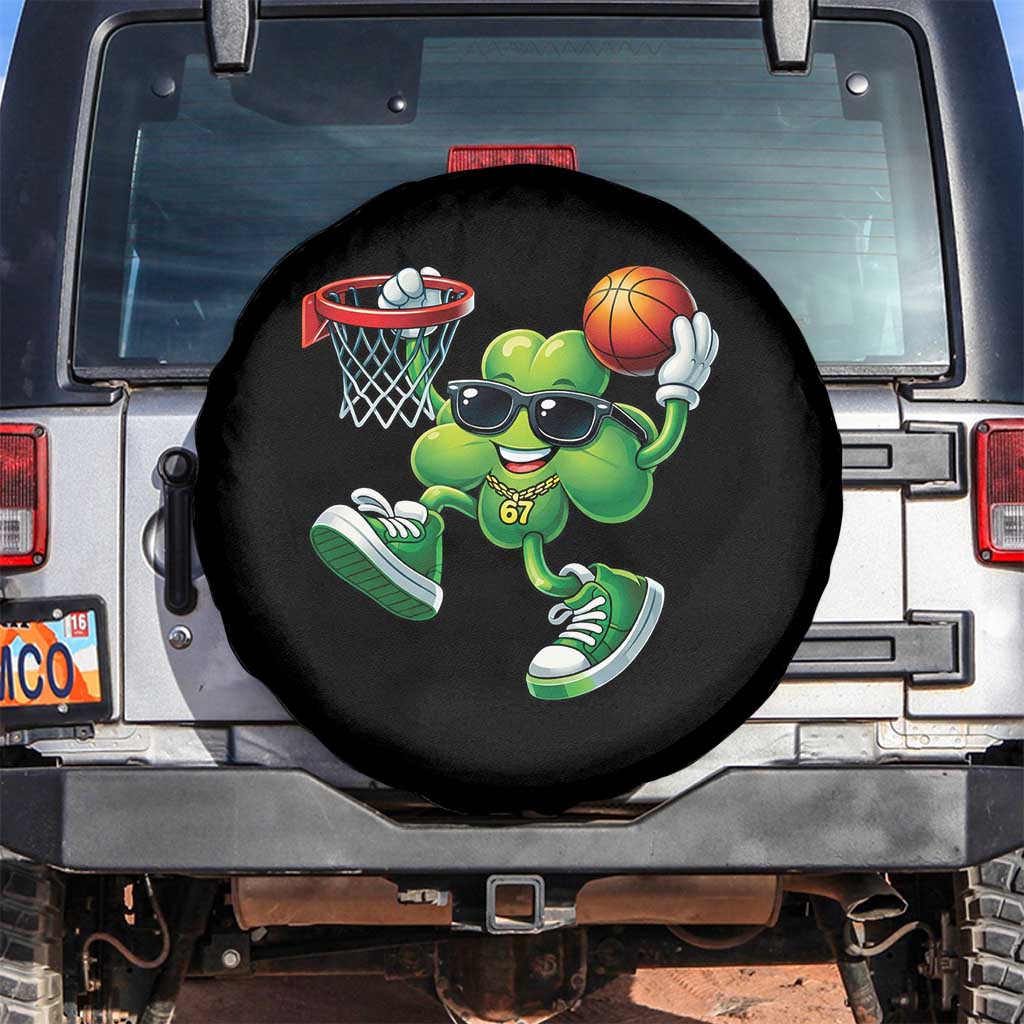 Funny 67 Meme Six Seven Basketball Shamrock St Patricks Day Spare Tire Cover TS11 No hole Black Print Your Wear