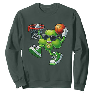 Funny 67 Meme Six Seven Basketball Shamrock St Patricks Day Sweatshirt TS11 Dark Forest Green Print Your Wear