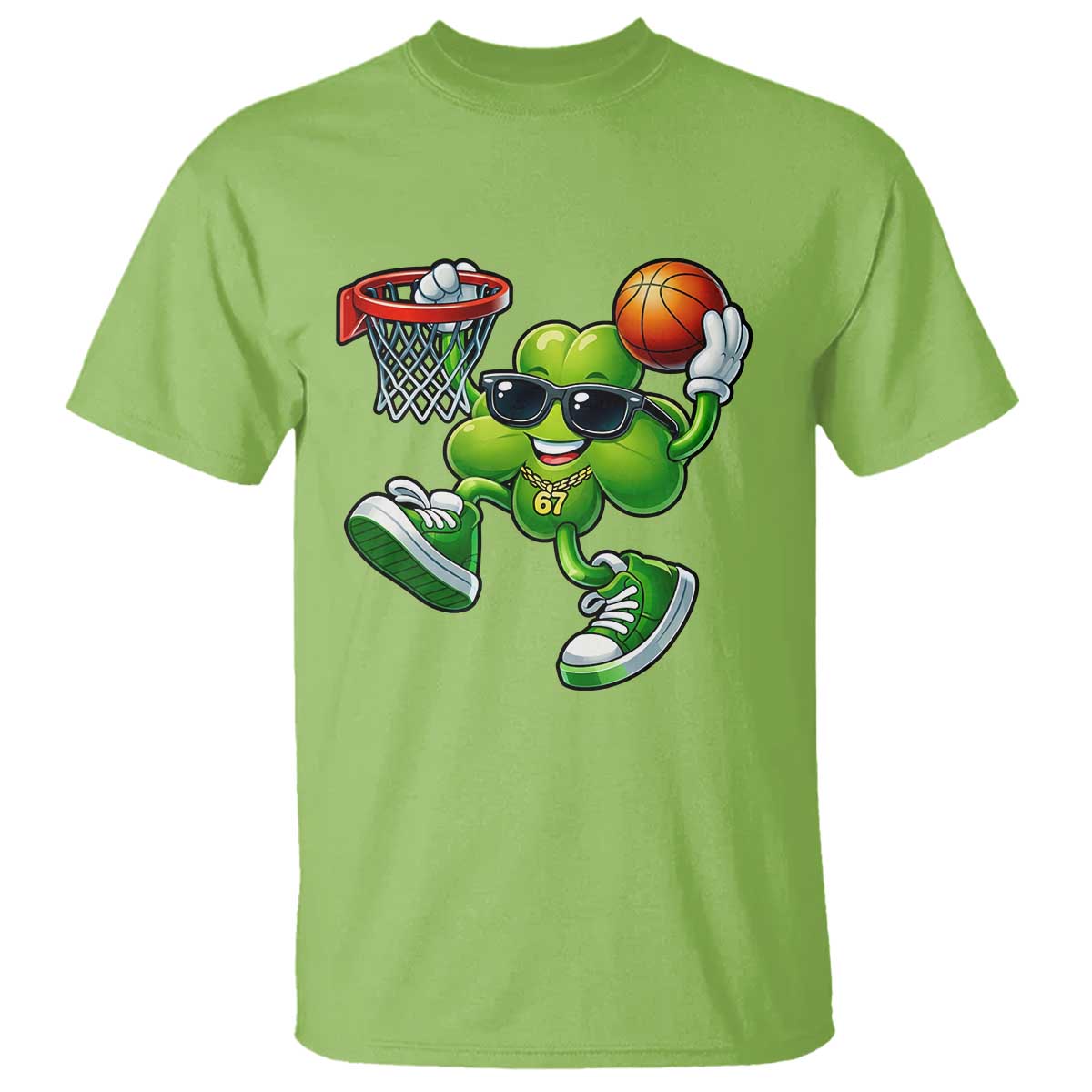 Funny 67 Meme Six Seven Basketball Shamrock St Patricks Day T Shirt TS11 Lime Print Your Wear