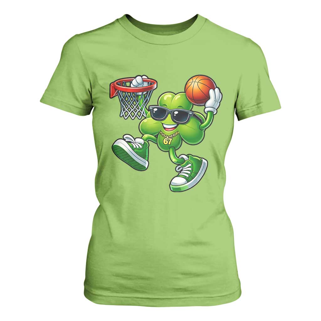 Funny 67 Meme Six Seven Basketball Shamrock St Patricks Day T Shirt For Women TS11 Lime Print Your Wear