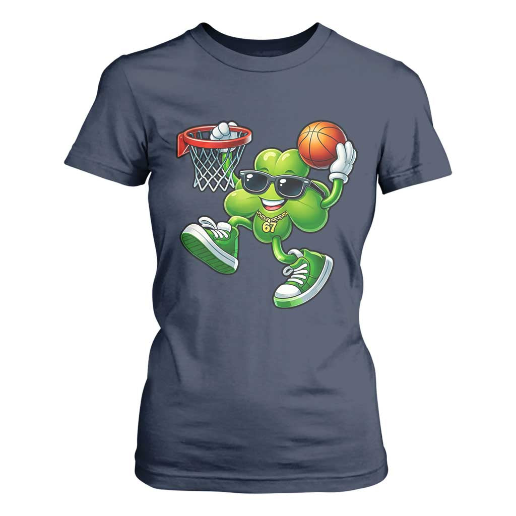 Funny 67 Meme Six Seven Basketball Shamrock St Patricks Day T Shirt For Women TS11 Navy Print Your Wear