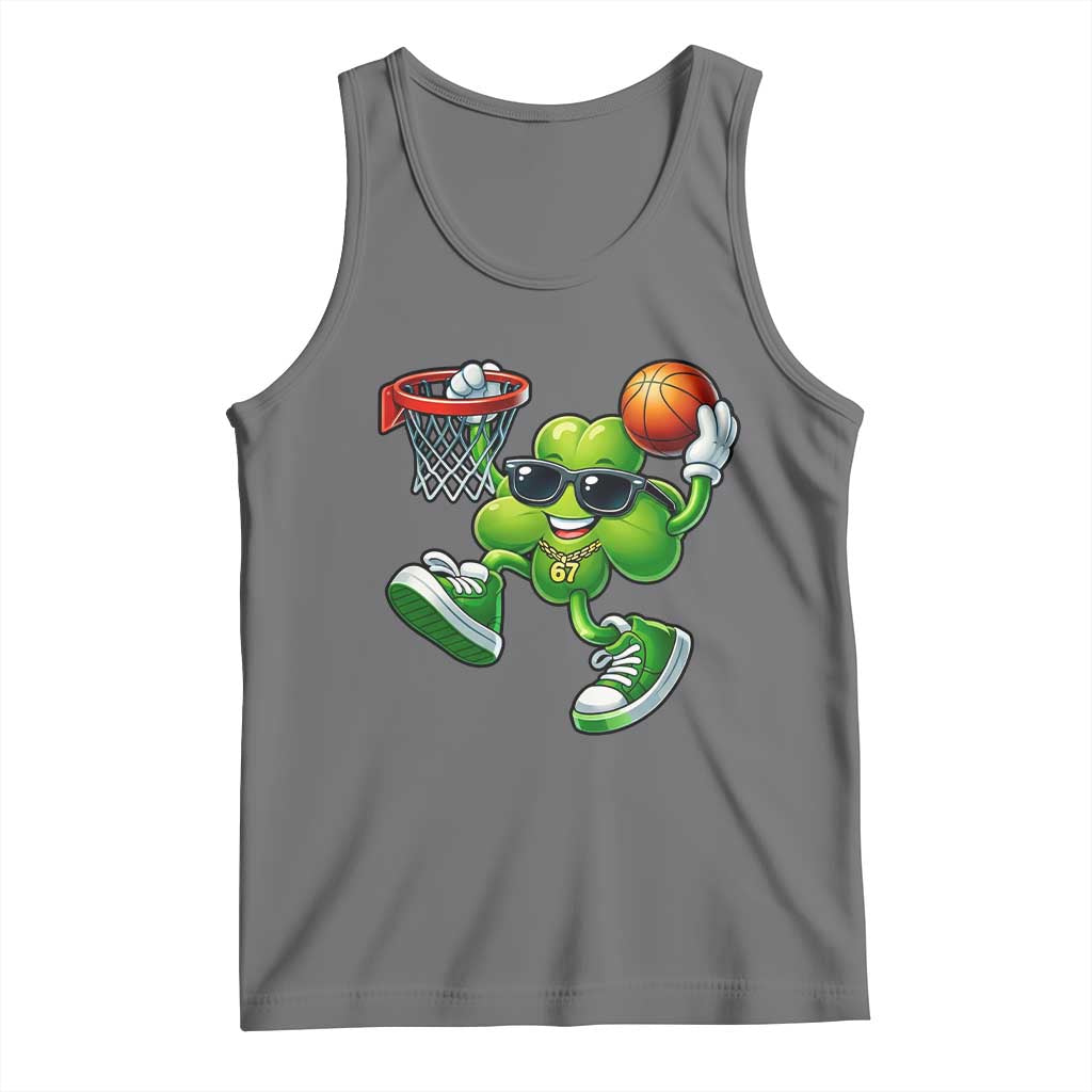 Funny 67 Meme Six Seven Basketball Shamrock St Patricks Day Tank Top TS11 Black Heather Print Your Wear