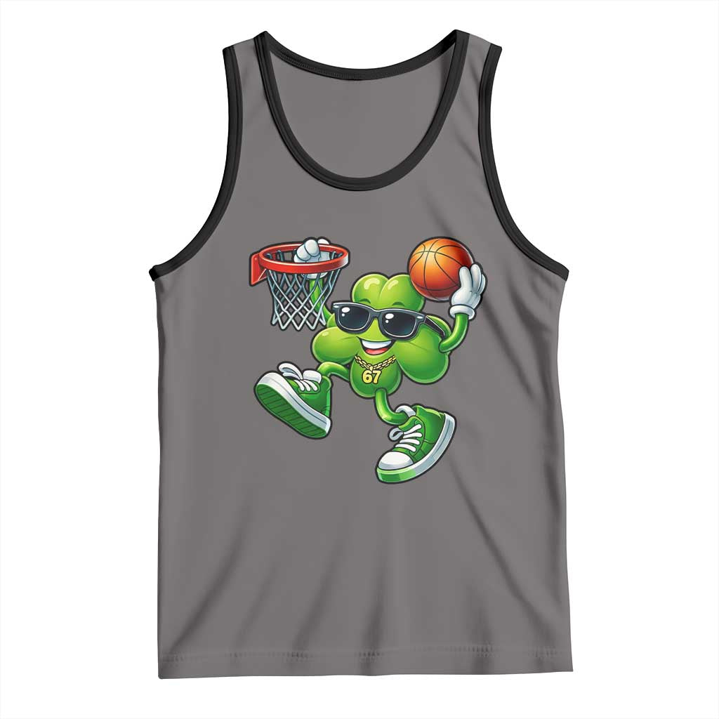 Funny 67 Meme Six Seven Basketball Shamrock St Patricks Day Tank Top TS11 Deep Heather Black Print Your Wear