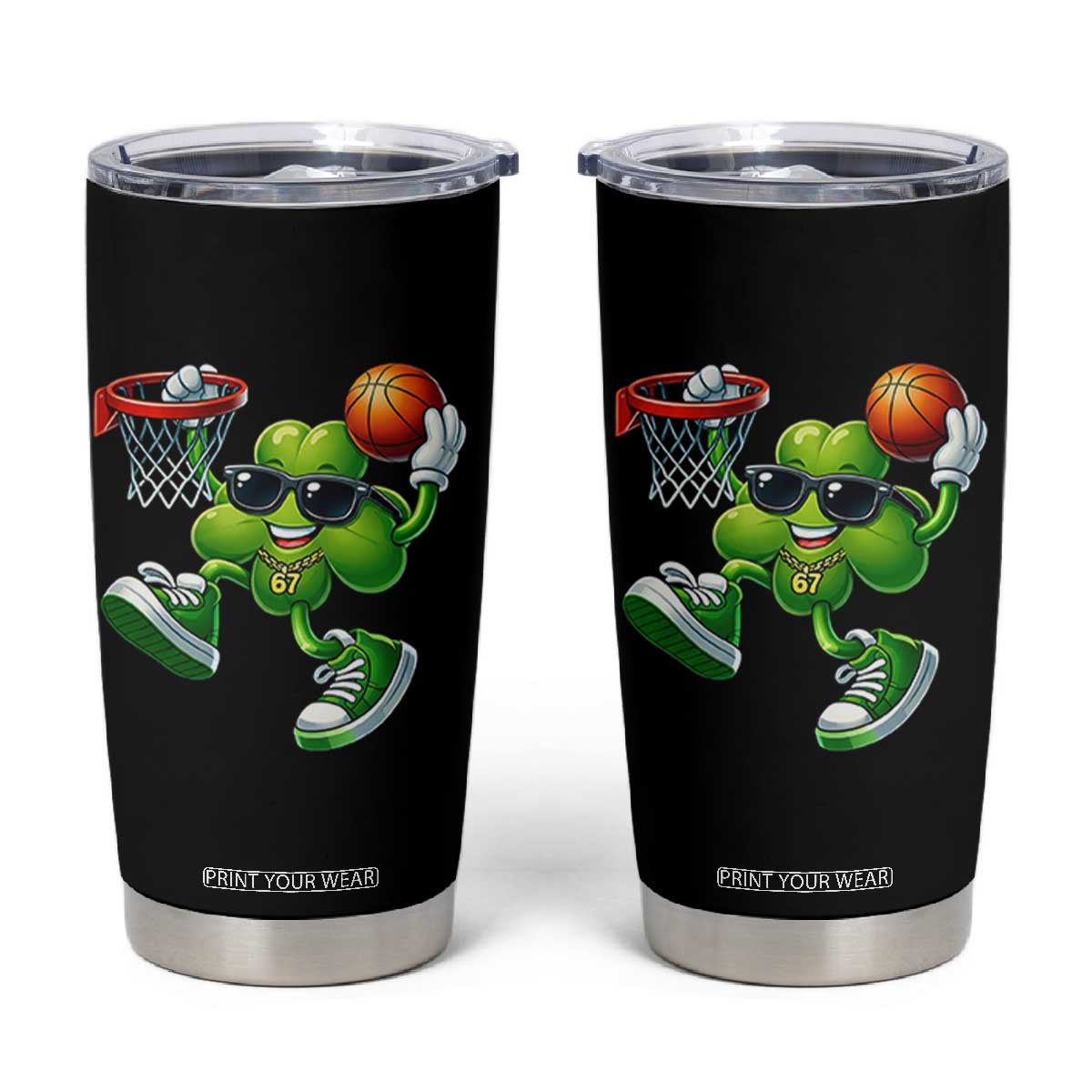 Funny 67 Meme Six Seven Basketball Shamrock St Patricks Day Tumbler Cup TS11 Black Print Your Wear