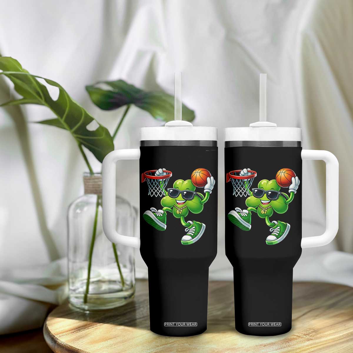 Funny 67 Meme Six Seven Basketball Shamrock St Patricks Day Tumbler With Handle TS11 Print Your Wear