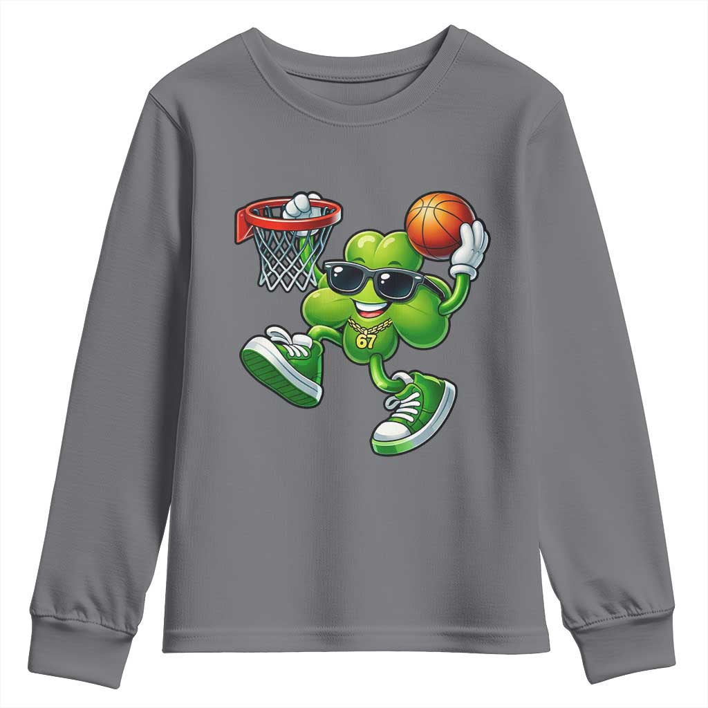 Funny 67 Meme Six Seven Basketball Shamrock St Patricks Day Youth Sweatshirt TS11 Charcoal Print Your Wear
