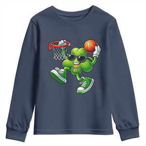 Funny 67 Meme Six Seven Basketball Shamrock St Patricks Day Youth Sweatshirt TS11 Navy Print Your Wear